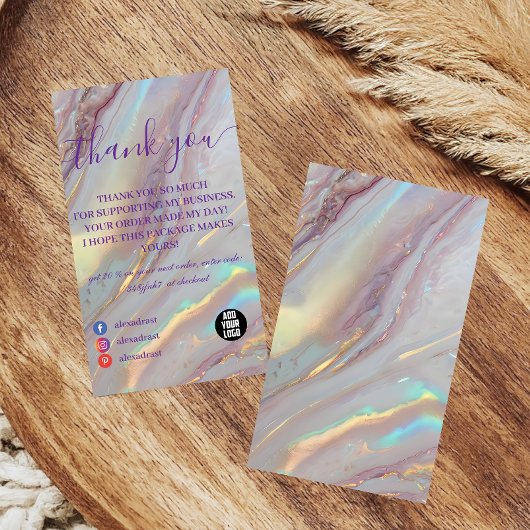 Glam Iridescent Luxury Style サンキューカード