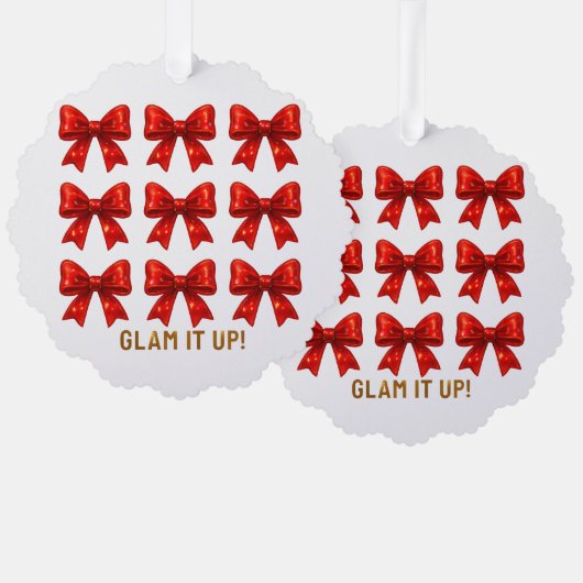 Glam It Up – 弓パタはっきりしたーンエネルギー✨ オーナメントカード (正面/裏面)