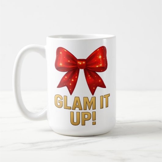 Glam It Up Sparkle Bow — Confidence Energy コーヒーマグカップ (左)