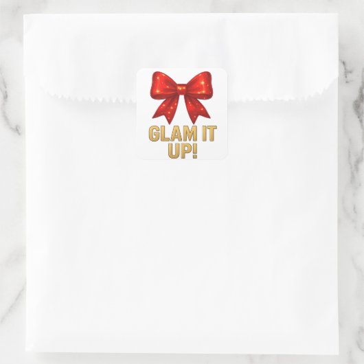 Glam It Up Sparkle Bow — Confidence Energy スクエアシール (バッグ)