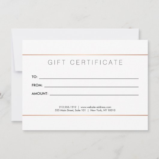 Glam Lashesスクリプトバラ金ゴールドギフト証明書 (裏面)