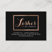 Glam Lashesスクリプトバラ金ゴールド/ブラックアフターケアカード 名刺 (裏面)