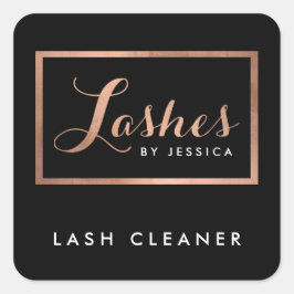 Glam Lashesスクリプトバラ金ゴールド/ブラックラッシュクリーナー スクエアシール