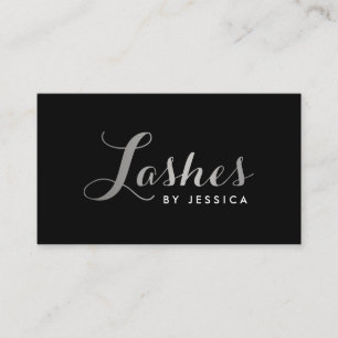 Glam Lashesスクリプト文字シルバー/ブラックビジネスカード 名刺