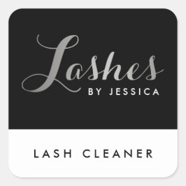 Glam Lashesスクリプト文字シルバー/ブラックラッシュクリーナー スクエアシール