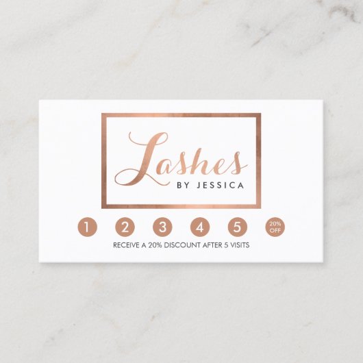 Glam Lashesスクリプト文字バラ金ゴールドフレームロイヤリティ ロイヤリティカード (正面)