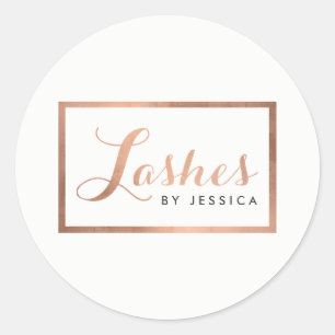 Glam Lashesスクリプト文字バラ金ゴールド枠 ラウンドシール