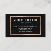 Glam Lashesスクリプト文字バラ金ゴールド/黒フレーム 名刺 (裏面)