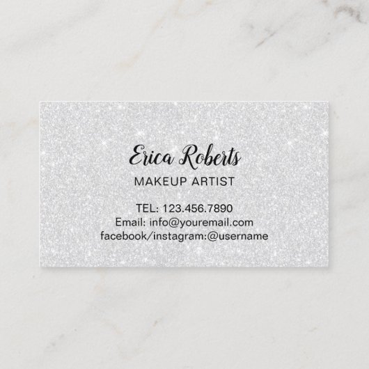 Glam Lashesホットピンクリップメイクアップアーティストシルバー 名刺 (裏面)