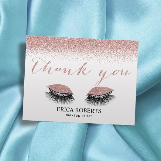 Glam Lashesメイクアップアーティストバラ金ゴールドありがとう ポストカード