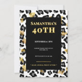 Glam Leopard 40th Birthday Invitation Gold Black 招待状 (正面)