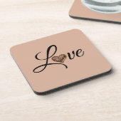 Glam Leopard Heart Love Design コースター (左側)