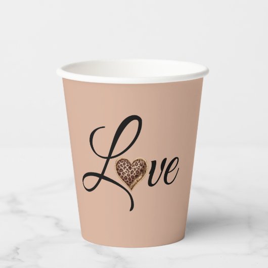 Glam Leopard Heart Love Design 紙コップ (正面)