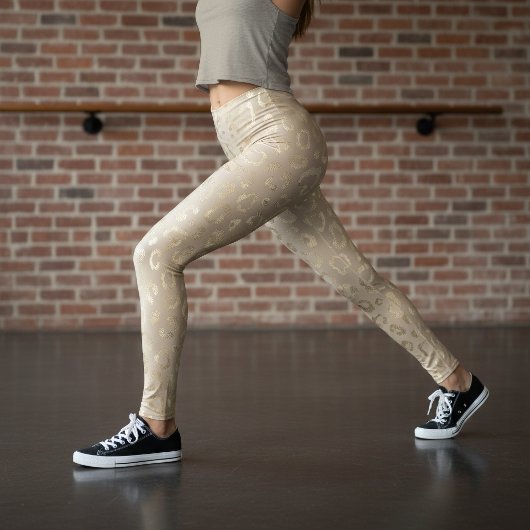 Glam Leopard Spot Pattern Safari金ゴールドID1154 レギンス