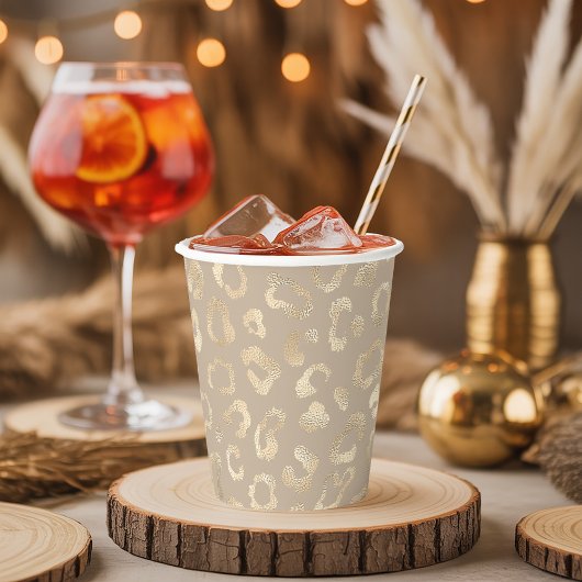 Glam Leopard Spot Pattern Safari金ゴールドID1154 紙コップ