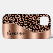 Glam Leopard Spotsバラ金ゴールドブラックメタリック名 Case-Mate iPhoneケース (裏面 (横))