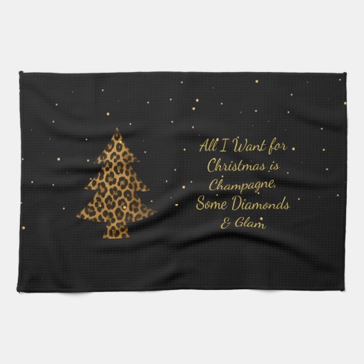 Glam Leopard Tree Holiday キッチンタオル (横)
