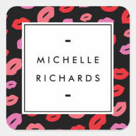 Glam Lipプリントメイクアップアーティスト美しいピンク/赤/黒 スクエアシール