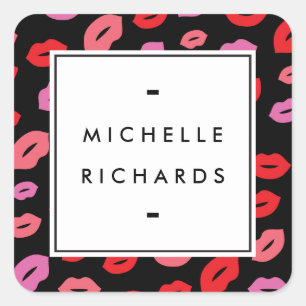 Glam Lipプリントメイクアップアーティスト美しいピンク/赤/黒 スクエアシール