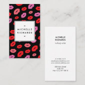 Glam Lipプリントメイクアップアーティスト美しいピンク/赤/黒 名刺 (正面/裏面)