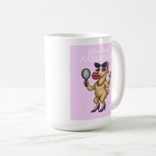 Glam Llama – 頭から蹄まで素晴らしい コーヒーマグカップ (正面右)