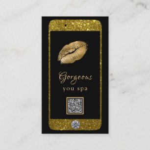 *～* Glam Luxe携帯電話金ゴールドQRロゴグリッター 名刺