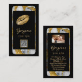 *~* Glam Luxe携帯電話金ゴールドQRロゴ写真 名刺 (正面/裏面)