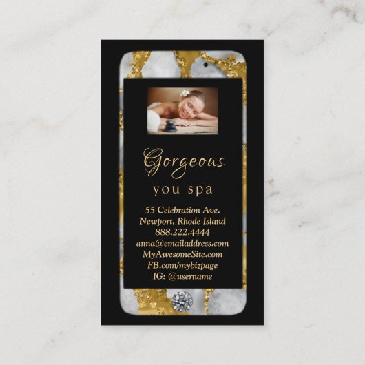 *~* Glam Luxe携帯電話金ゴールドQRロゴ写真 名刺 (裏面)