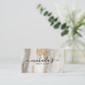 Glam Luxe Faux Gold Glitter Elegant Script 名刺 (スタンド正面)