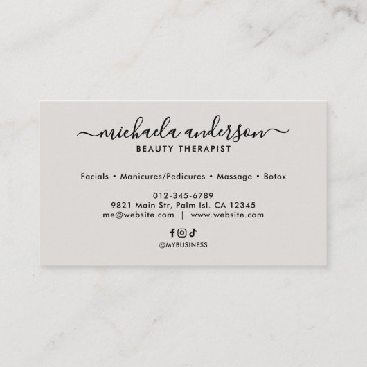 Glam Luxe Faux Gold Glitter Elegant Script 名刺 (裏面)