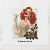 Glam Luxe Party Glamour Diva in Gold Personalize スパークリングワインラベル (シングルラベル)