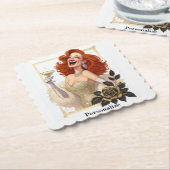 Glam Luxe Party Glamour Diva in Gold Personalize ペーパーコースター (アングル)