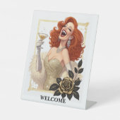 Glam Luxe Party Glamour Diva in Gold Personalize 台座サイン (正面)