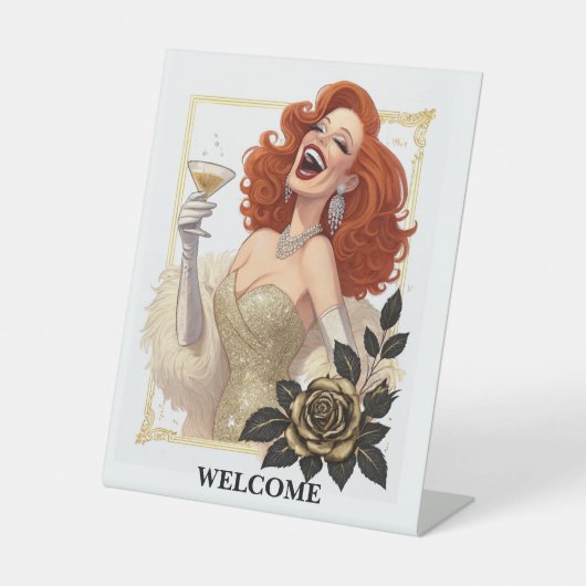 Glam Luxe Party Glamour Diva in Gold Personalize 台座サイン (正面)