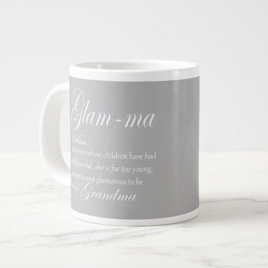 GLAM MAおばあちゃんの定義 ジャンボコーヒーマグカップ (正面左)