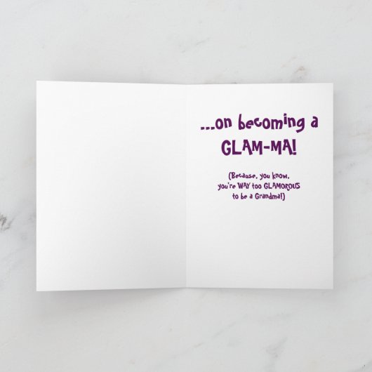 「Glam-ma!」の受賞おめでとう! おばあちゃん カード (内部)
