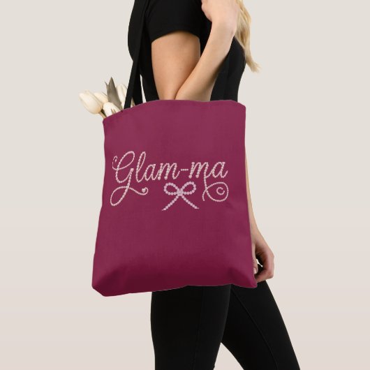 Glam-ma Pearl Script Grandma Tote Bag トートバッグ (クローズアップ)