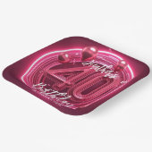 Glam Magenta Neon Pink 40th Birthday Celebration ペーパープレート (傾斜あり)