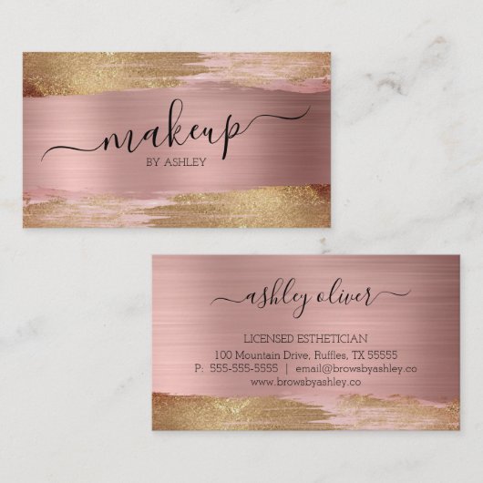 Glam Make Aurtistバラ金ゴールド名刺 名刺 (正面/裏面)