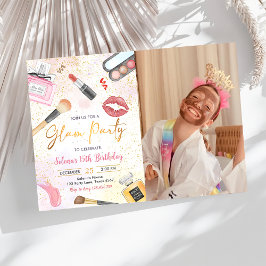 Glam Makeup Birthday Partyスパパーティー写真 招待状