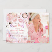 Glam Makeup Birthday Partyスパパーティー写真 招待状 (正面)