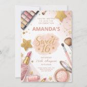 Glam Makeup Sweet Sixteen Party 招待状 (正面)