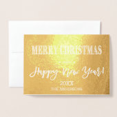 Glam Merry Christmas Happy New Year Family Photo 箔カード (封筒付き正面)