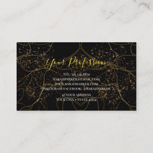 Glam Modern Black Gold Glitter  名刺 (裏面)