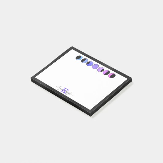 Glam Moon Phases Monogram Name Small Rectangular ポストイット (アングル)