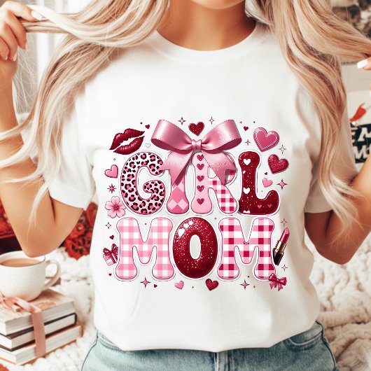 Glam Mother's Day Gift Girl Mom Retro Leopard Pink Tシャツ