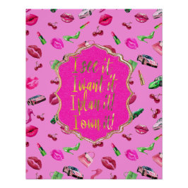 Glam Motif Pink and Green Quote Poster  ポスター