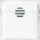 Glam Navy Rugby ストライプBoy Baby Showerシール ラウンドシール (バッグ)