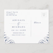 Glam navy silverヴィンテージ書が日付を保存 案内ポストカード (裏面)