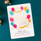 Glam New よくはしゃぐ Year Balloonsカラフルタイポグラフィ 箔招待状